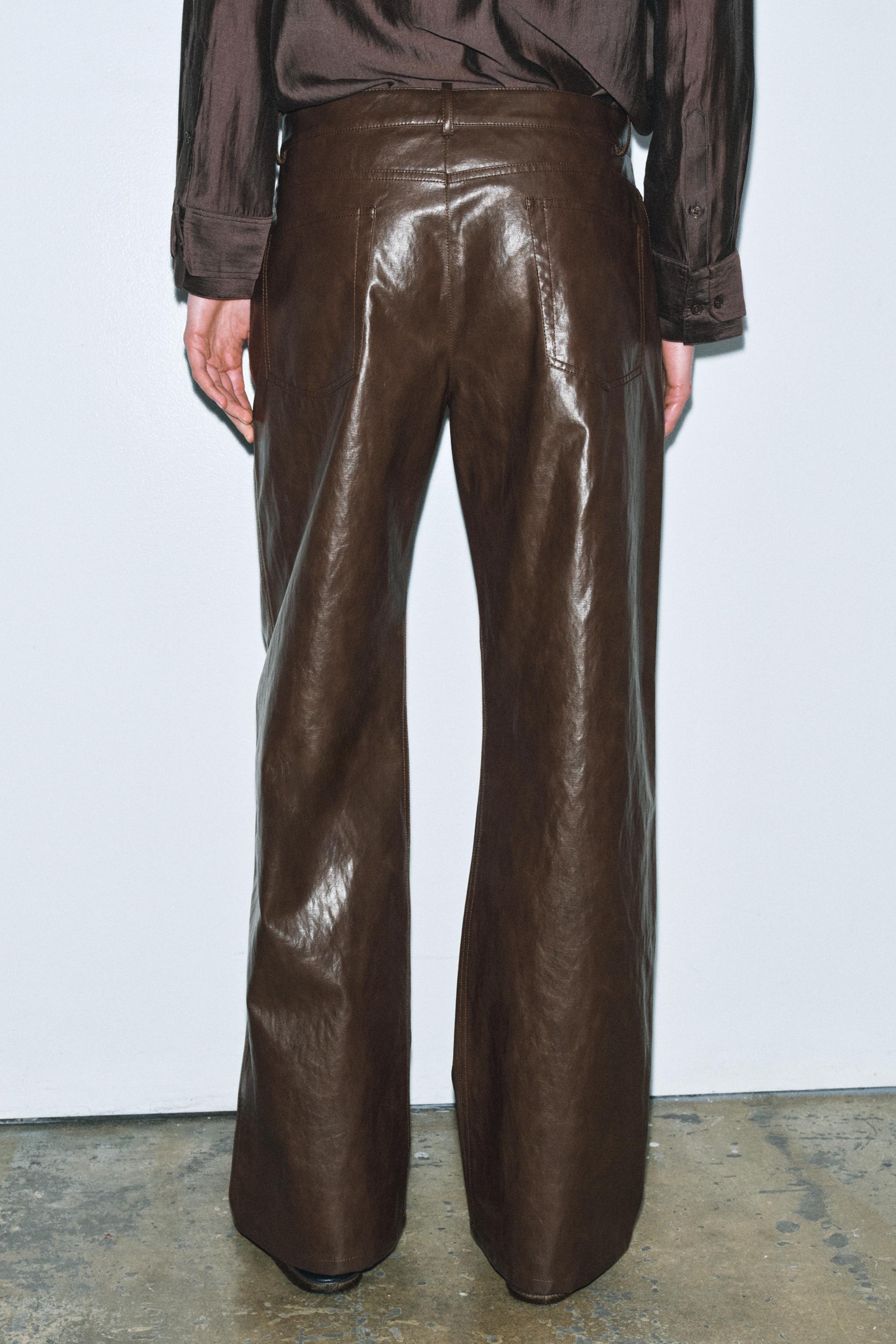 ZW COLLECTION FAUX LEATHER STRAIGHT LEG PANTS